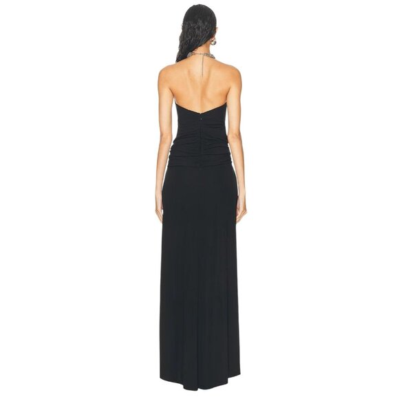 Jonathan Simkhai Annabelle Halter Gown in Black 8 New Womens Maxi Dress - Picture 3 of 16